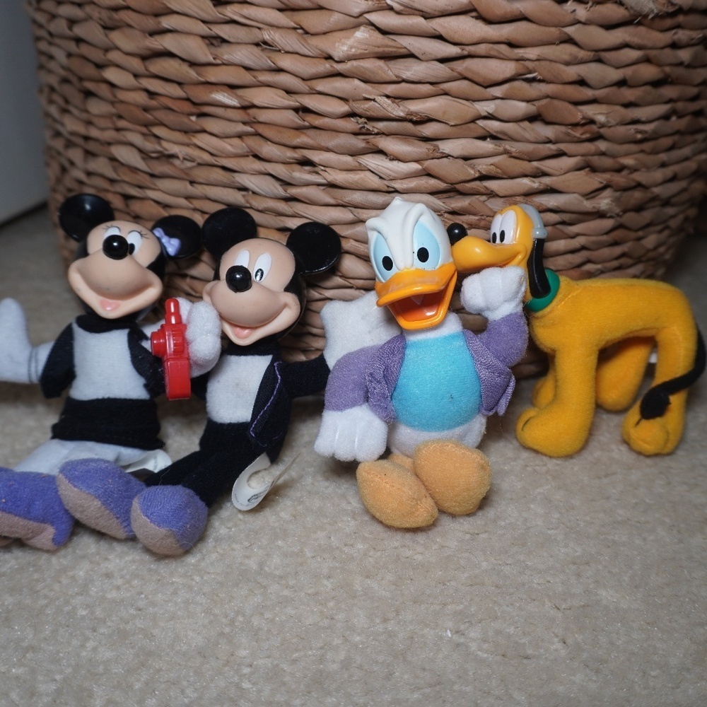 Disney 2001 Mcdonald 5" Bundle (4) Mini Stuffed Mickey Minnie Donald Pluto